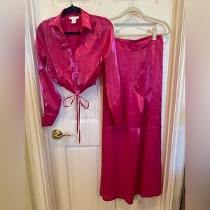 House of Harlow 1960 Fuchsia Satin Ensemble